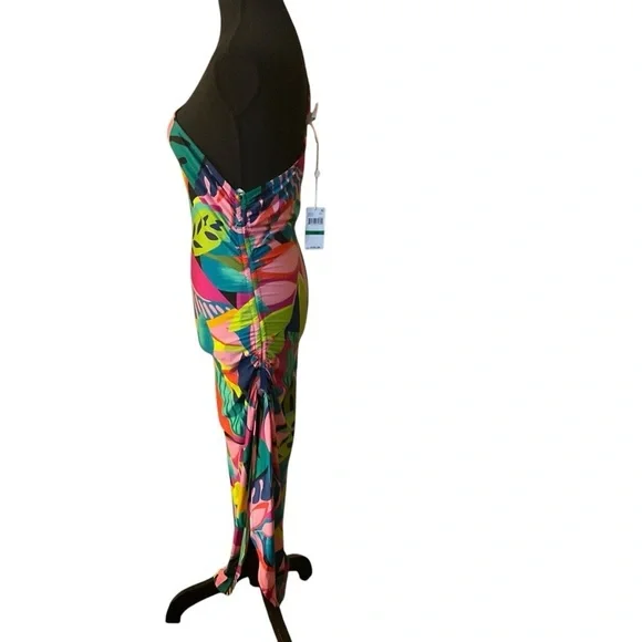 Trina Turk One Shoulder Tropical Print Dress Size L NWT - Picture 8 of 11